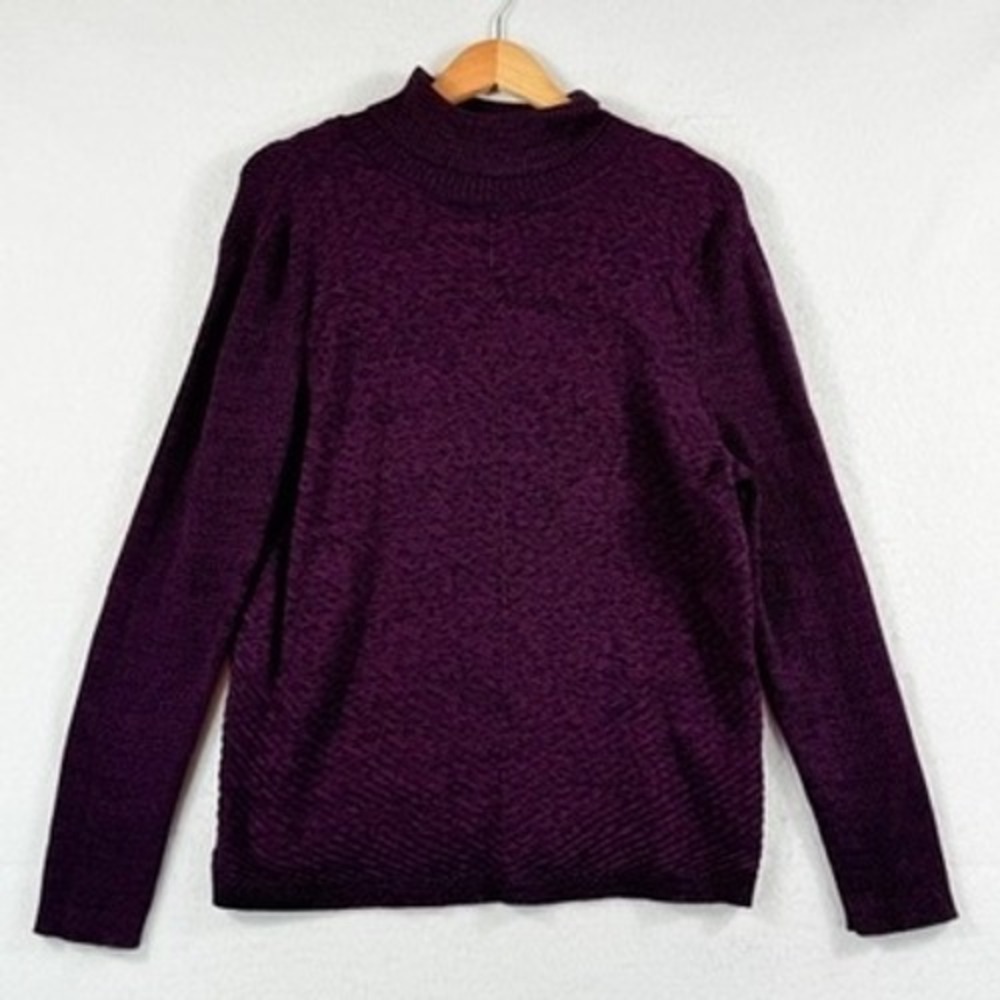 Denver Hayes Mock Neck Sweater Womens XL Purple Ribbed Knit Gorpcore Classic